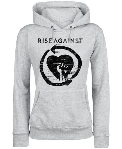 Rise Against Distressed Heartfist Girls trui met capuchon grijs gemêleerd