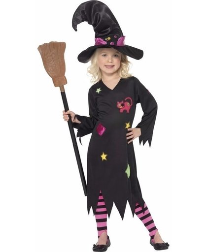 Heksen verkleedkleding Rosa voor meisjes - Halloween kostuum/ outfit 100-113 (3-4 jaar)