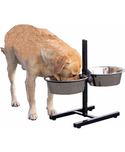 Deluxa - grote verstelbare voer/drink bakken hond (2 x 2 Liter)