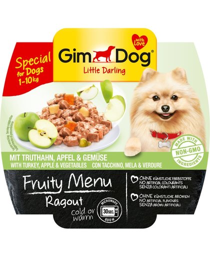 GimDog Little Darling Fruity Menu - Ragout met Appel en Groenten - Hond - Natvoer - 8 x 100 gr