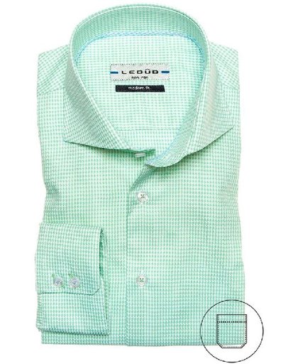 Ledub hemd modern fit groen met wit