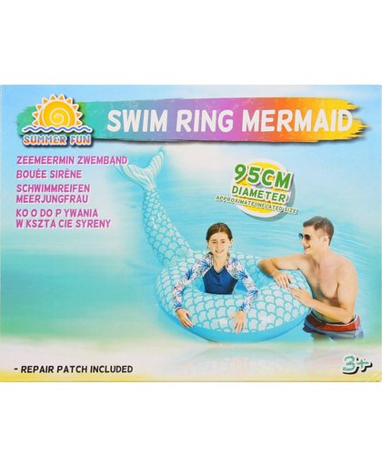 Zeemeermin Zwemband Opblaasbaar voor Kinderen inclusief Reparatie Set – 95 cm – Vanaf 3 jaar – Blauw | Zwembanden | Opblaasfiguur | Luchtbed | Zwemring | Speelgoed Kind