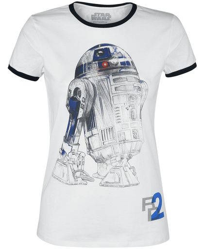 Star Wars Episode 8 - The Last Jedi - R2D2 Colour Sketch Girls shirt wit-zwart