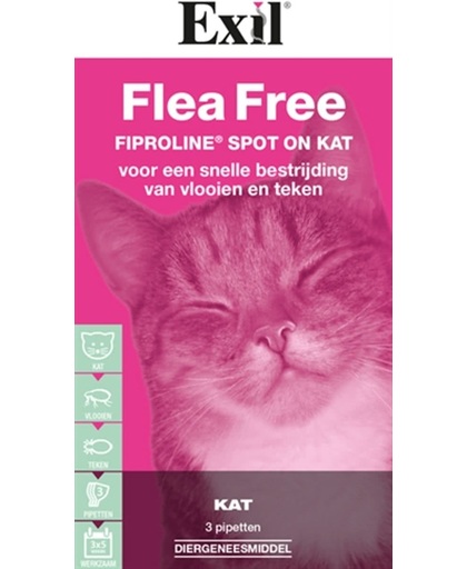 Exil exil flea free spot-on 1 Pipet van 0,50 ml per kat - 1 st à 3 Pipetten