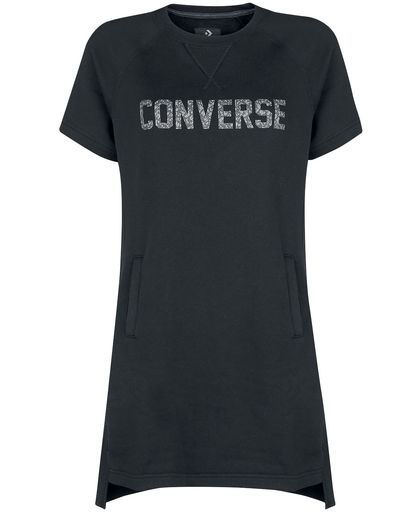Converse Speckled Graphic Short Sleeve Sweatshirt Jurk zwart
