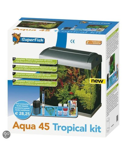 SuperFish Tropical Aquarium - 46.5x43.5x28.5 cm - 45L - Grijs