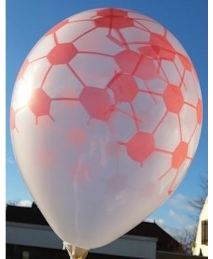 Voordeelpak 100 stuks transparante ballon met rode tekening 30 cm hoge kwaliteit