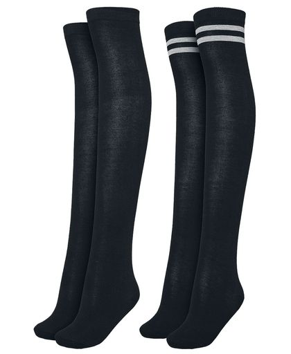 Urban Classics Ladies Overknee Socks 2-Pack Kniekousen zwart/zwart-grijs