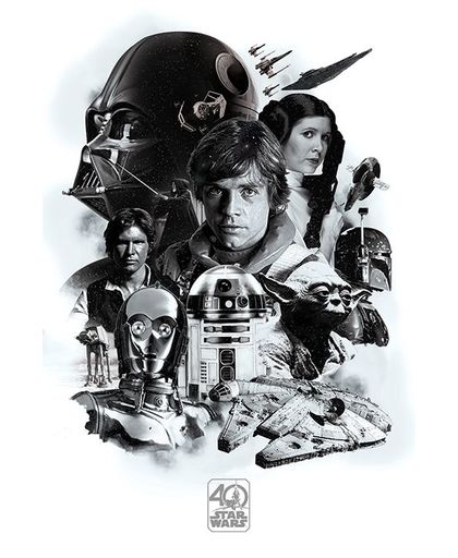 Star Wars 40th Anniversary - Montage Poster zwart-wit