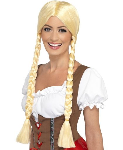Bavarian Beauty Blonde Oktoberfest Pruik met Vlechten