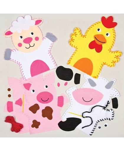 Maak ontwerp je eigen naaisets met handpoppen boerderijdieren - knutselspullen voor kinderen (5 stuks)