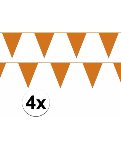 4x oranje slinger / vlaggenlijn van 10 meter - totaal 40 m - EK / WK