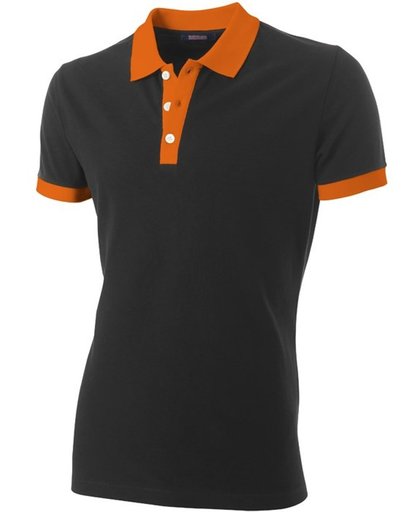 Tricorp Poloshirt bi-color fitted - Casual - 201002 - Zwart-Oranje - maat XXL