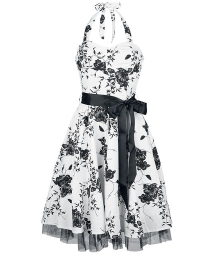 H&R London Floral Long Dress Jurk wit-zwart