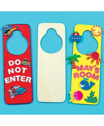 Maak ontwerp je eigenhouten deurhanger - creatieve knutselpakket voor kinderen om te schilderen en versieren (6 stuks)