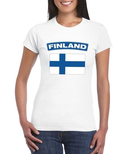 Finland t-shirt met Finse vlag wit dames - maat M