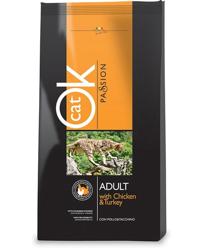 OK Passion Adult Kip & Kalkoen - Kat - Droogvoer - 12,5 kg