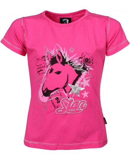 T'shirt junior pink met paarden afbeelding 164