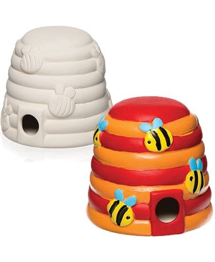 Keramische bijenhuisjes voor kinderen om te verven en versieren - Knutselset van porselein voor kinderen (doos van 2)