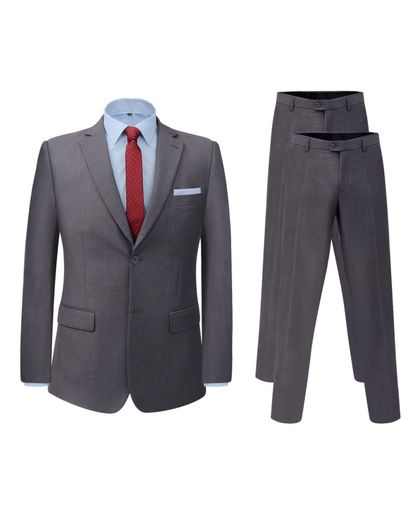vidaXL Zakelijk pak met extra pantalon 2-delig grijs mannen maat 48