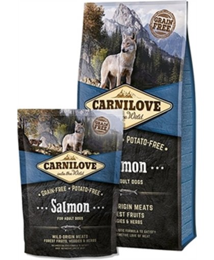 Carnilove Adult granenvrij hondenvoer Zalm 12kg met 70% vis 12 kg + 1,5 kg gratis