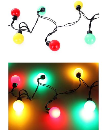 Verlichtingssnoer 20 lamps dia 4 cm, rood/geel/groen 5 m