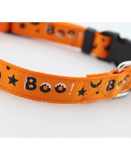 Honden halsband oranje met print - XXS halsband 24 cm