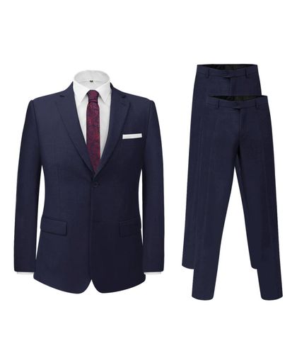 vidaXL Zakelijk pak met extra pantalon 2-delig marineblauw maat 46