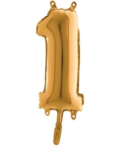 Folieballon cijfer '1' goud (35cm)