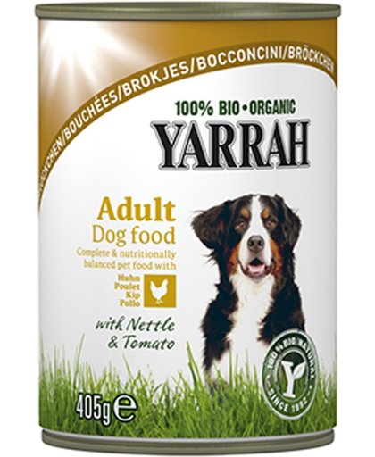 Yarrah Biologische Hondenvoer - Brokjes In Saus Kip Met Brandnetel & Tomaat - 12 St à 405 gr