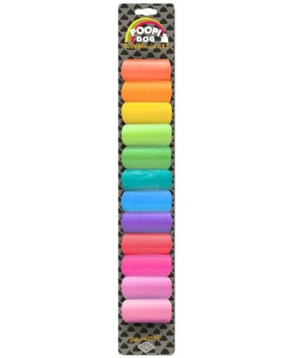 D&d poopi-dog poepzakjes regenboog kleuren 12x15 st