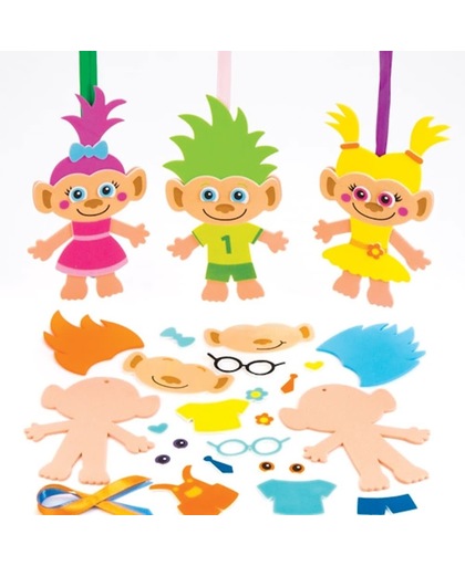 Decoratiesets met harige hoofden die kinderen kunnen maken, versieren en tonen – creatieve knutselset voor kinderen (6 stuks per verpakking)