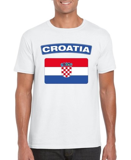 Kroatie t-shirt met Kroatische vlag wit heren - maat L