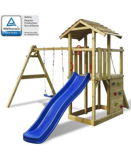vidaXL Wooden Playset with Ladder, Slide and Swings 419x350x266 cm