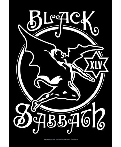 Black Sabbath 45th Anniversary Logo Vlag zwart-wit