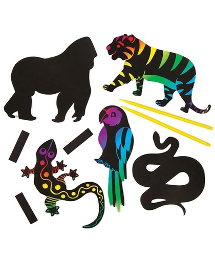 Maak ontwerp je eigen kraskunst-magneten jungledieren knutselspullen voor kinderen (12 stuks)
