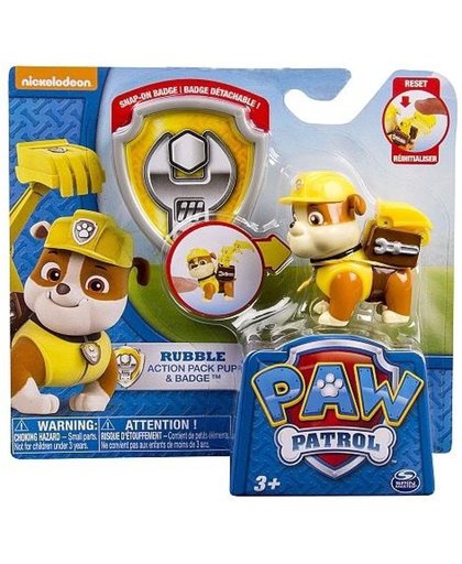 Paw Patrol Action Pup & Badge - Rubble