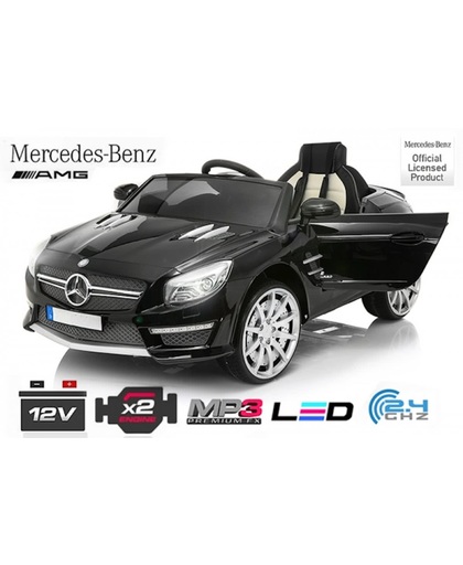 Mercedes SL63 AMG | Elektrische kinderauto / accuvoertuig 12V | Afstandsbediening, Mp3 & meer | Zwart