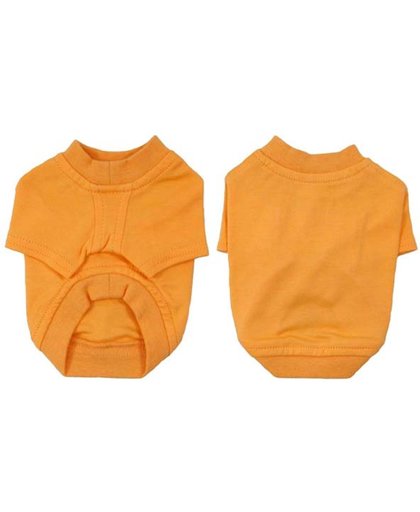 Shirt oranje met mouw voor de hond. - XS (lengte rug 18 cm, omvang borst 31 cm, omvang nek 22 cm)
