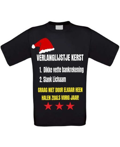 Verlanglijstje kerst  T-shirt maat 122/128 zwart