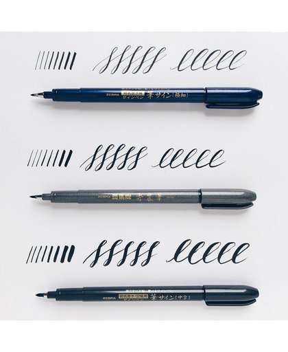 3 Japanse Kwaliteits Brushpennen van Zebra + 1 x A4 Spiraal Gebonden Hand/Brushlettering Boek