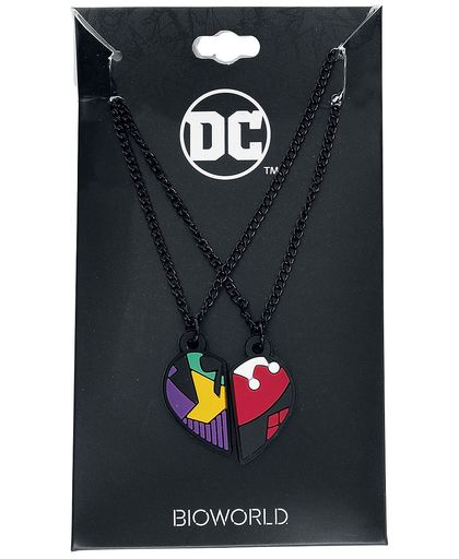 Suicide Squad Harley and Joker 3D Heart Necklaces Halsketting zwart