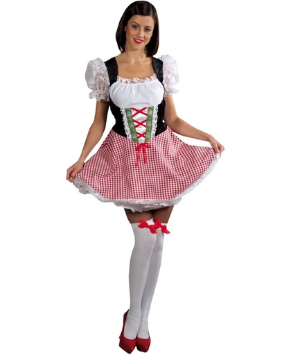 Sexy Heidi jurkje | Oktoberfest dirndl met kanten mouwen | Dames verkleedkleding maat 38/40 (M)