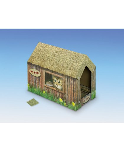 Nobby - Katten - Huis - Karton - met kartonnen krabplank en kattenkruid - 49 X 26 X 36 CM