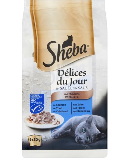 Sheba Délices Du Jour Vis Selectie - Kat - Natvoer - 6 x 50 gr