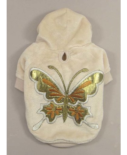 Velours sweater met print vlinder - S (lengte rug 23 cm, omvang borst 34 cm, omvang nek 24 cm)