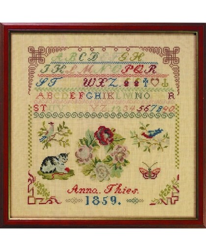 borduurpakket 39-5301 merklap, biedermeier, anno 1859