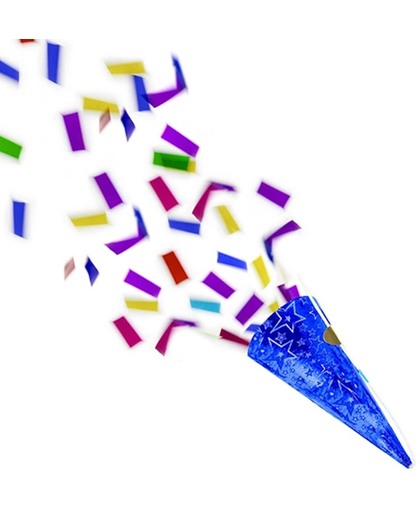 Confetti party popper blauw (4 stuks)