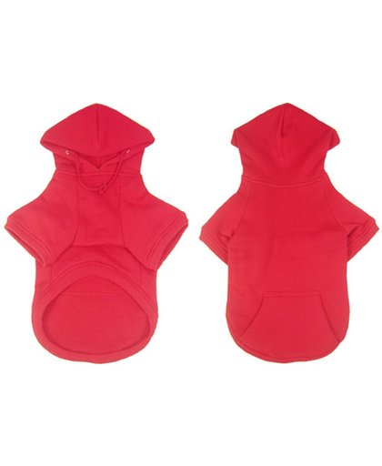 Hoodie sweater rode voor de hond - S (lengte rug 23 cm, omvang borst 34 cm, omvang nek 24 cm)