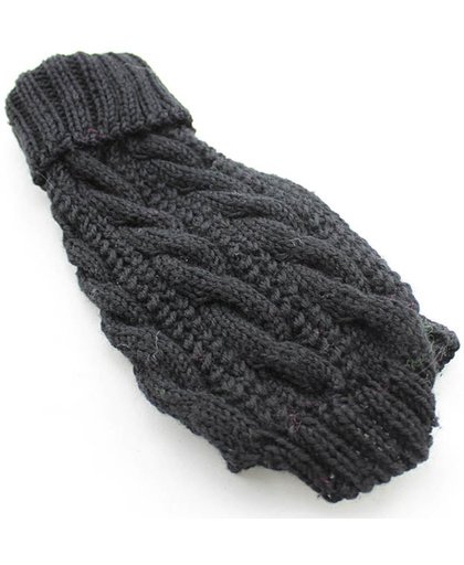 Gebreide kabel trui zwart voor de hond - XL (lengte rug 37 cm, omvang borst 48 cm, omvang nek 34 cm)